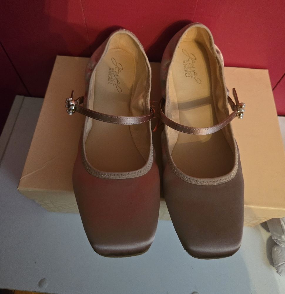 Badgley Mischka Pink and Brown Flats with Mary Jane Style